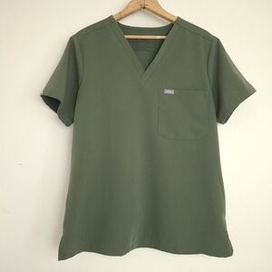 Figs Moss Or Sage Green Catarina Scrub Top Size M